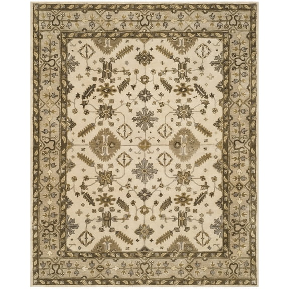 SAFAVIEH Royalty Earleen Traditional Wool Area Rug, Cream/Light Grey, 8' x 10'