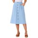 thumbnail image 1 of Faldas Midi INSPIRE CHIC para Mujeres, Casual, Cintura Alta Elástica, con Botones, Plisadas, Estilo A con Bolsillos, L Azul Claro, 1 of 5