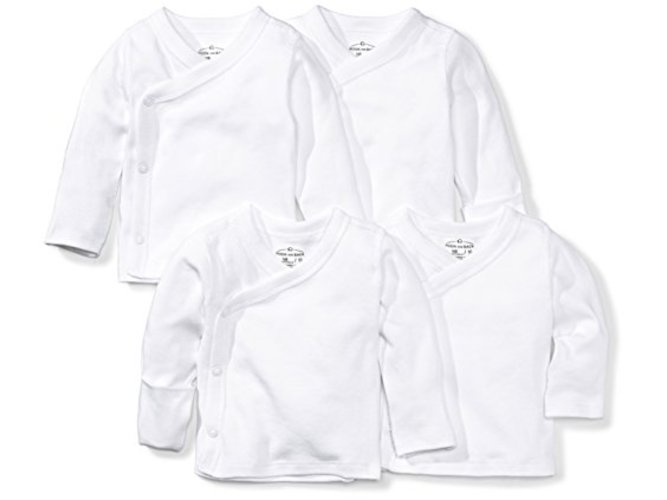 Moon and Back by Hanna Andersson Unisex Baby 4 Pack Long Sleeve Side Snap Shirt