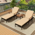 thumbnail image 4 of Costway 2 PCS Patio Rattan Chaise Lounge Outdoor Reclining Lounger Chair with Wood Armrests Mix Brown,Beige, 4 of 9