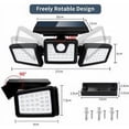 thumbnail image 2 of Foco solar de pared para exterior, lámpara solar con 3 cabezales, 70 LED, detector de movimiento, 2 of 5