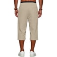thumbnail image 5 of Nestiefly Long Shorts for Men Below Knee Waffle Cargo Short Pants Casual Summer Lightweight 3/4 Sweat Shorts with Pockets SweatShorts Khaki 2XL, 5 of 7