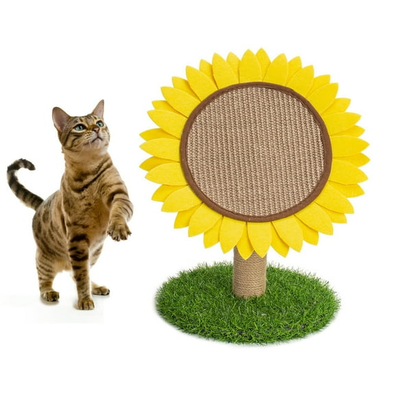 PUMYPOREITY Cat Scratching Post with Sisal Covered, Cat Claw Scratcher Pole for Kittens Cats, Sunflower Shape Cat Tree Furniture Scratch Post, Cute Cat Scratch Toy