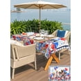thumbnail image 5 of Outdoor Tablecloth with Umbrella Hole for Patio/Picnic/Party/Camping, Independence Day Waterproof Table Cloth Rectangle Table Cover Washable, Red Blue Floral Dogs 4th of July Plaid (60"x 84"), 5 of 8