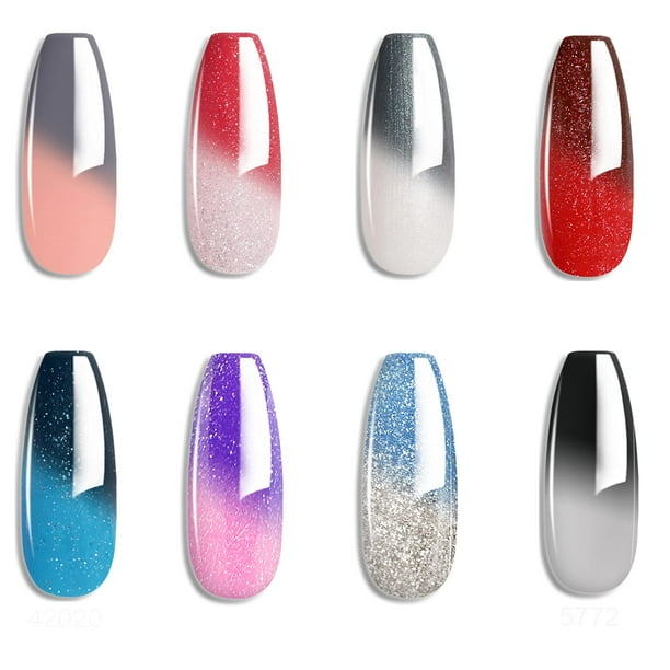 Omainy Juego de esmaltes de uñas en gel que cambian de color Juego de esmaltes de uñas en gel que cambian el estado de ánimo Juego de esmaltes de uñas en gel Shellc Esmalte de uñas en gel UV Cambio de