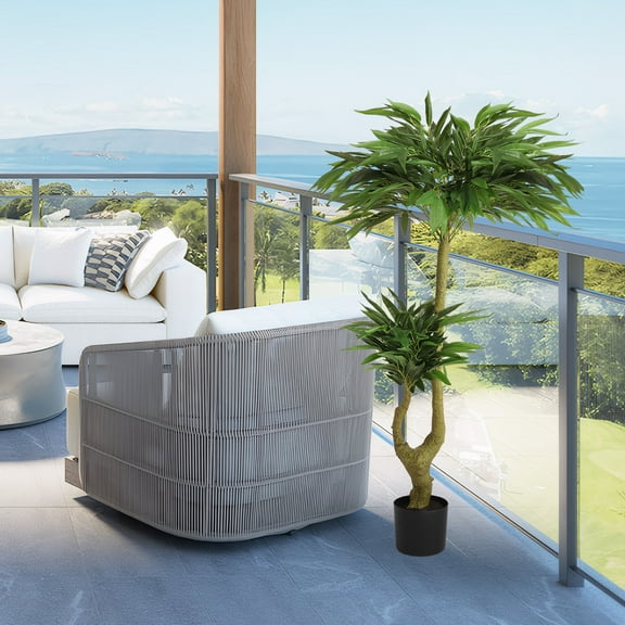 Ataucjin 63in Artificial Tropical Plant, Fake Floor Plant In Pot, Long Willow Buds Artificial Tree, Faux Tropical Tree With Planter For Indoor Home Office Living Room Decoration