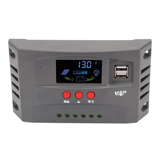 Controlador de Carga Solar MPPT Segimionto de Carga RESTENTE AL DESGASTOR REGULADOR Solar LCD Duradero para Villa Al Aire Libre RV Abs ABSEACION DE ALUMINIO