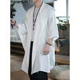 thumbnail image 4 of INCERUN Men Vintage Hooded Cape Solid Color Long Sleeve Kimonos Poncho Cloaks Casual Baggy Coat Cardigan Jackets, 4 of 6