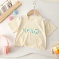 thumbnail image 4 of Camiseta de manga corta con cuello redondo de seda helada para niños, Top de Color puro, ropa para niños, colores caramelo, verano, 4 of 5