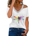thumbnail image 1 of Camisetas Casuales para Mujeres Correa de Hombro de Verano Camiseta con Cuello en V, Manga Corta Top Ligero para el Hogar Y la Fiesta, 1 of 7