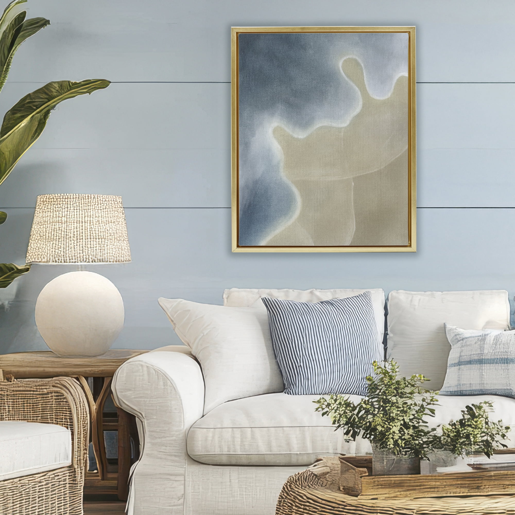 Stupell Industries Turning The Tides Abstract Gold Framed Floater Canvas Wall Art, design by Grace Popp