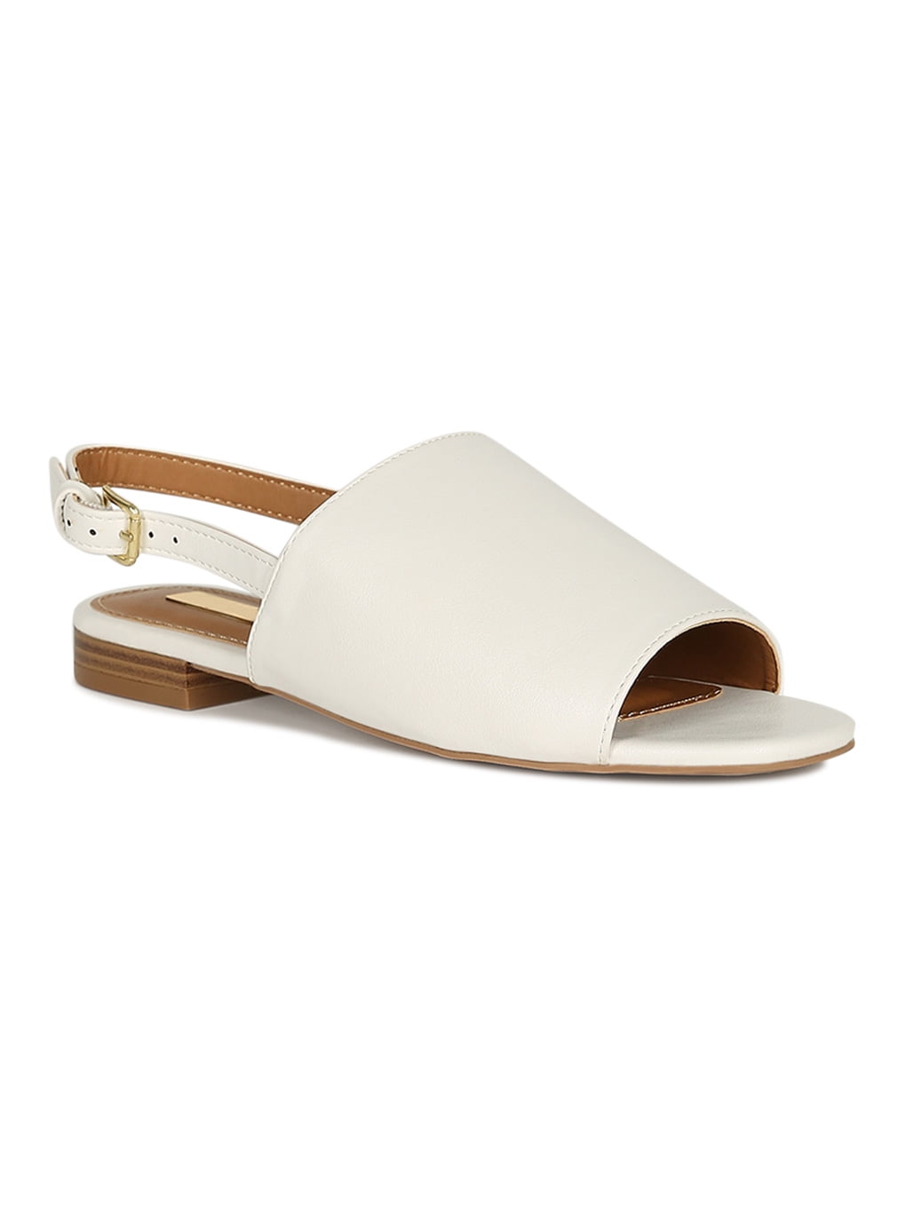 white open toe flat sandals