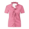 thumbnail image 4 of hxobax Womens Summer Tops Ruffle Short Sleeve Tunic Tops V Neck Loose Fit Flowy Cute Classy T-Shirts, 4 of 6