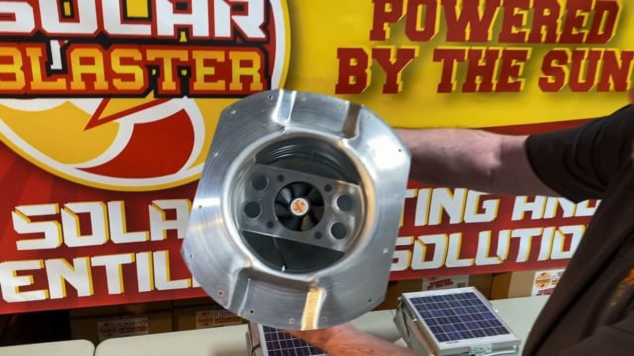 Solar Blaster Mega RoofBlaster Galvanized, Rectangle, 12 w x 24 L, Roof Vent, 800 CFM for 4" Ducting, Black
