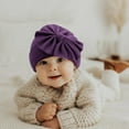 thumbnail image 4 of Penkiiy Newborn Baby Girls Hats Mittens Set Hospital Hat Beanie Infant Bow Hats Baby Cotton Gloves No Scratch Mittens Purple, 4 of 4