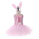 thumbnail image 4 of L Vestido tutú con lazo y cuello halter de tul rosa con cola de conejo para niñas con diadema con orejas de conejo disfraz de Cosplay para fiesta de Carnaval de Halloween de Pascu, 4 of 5