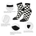 thumbnail image 5 of Fuzoiu Black and White Checkerboard Print Adult Socks, Crew Moisture-wicking Socks, Unisex Cushion Crew Socks,Casual Sports Ankle Socks, 5 of 7