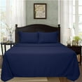 thumbnail image 2 of 4 PC Bed Sheets Set, 100% Egyptian Cotton, 800 Thread Count, 15 Inch Deep Pocket on Fitted Sheet, Navy Blue Solid Full XL Size, 2 of 5