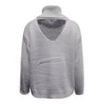 thumbnail image 2 of Vedolay Womens Long Sleeve Tops Women's Cropped Striped Sweaters Oversized Long Sleeve Crew Neck Crop Tops,Gray XXL, 2 of 5