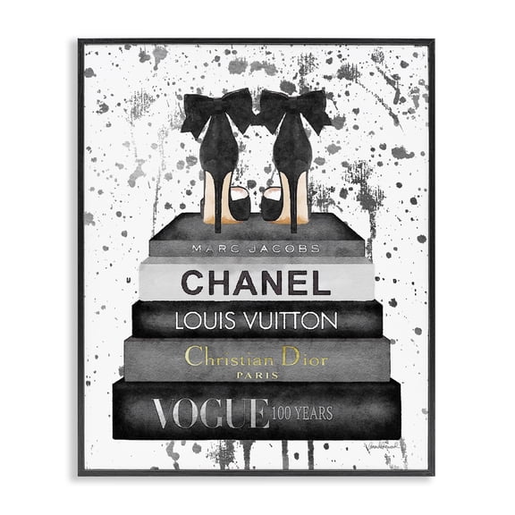 Stupell Industries Traditional Glam Fashion Books & Heels Black Framed Giclee Art, 11 x 14, by Amanda Greenwood