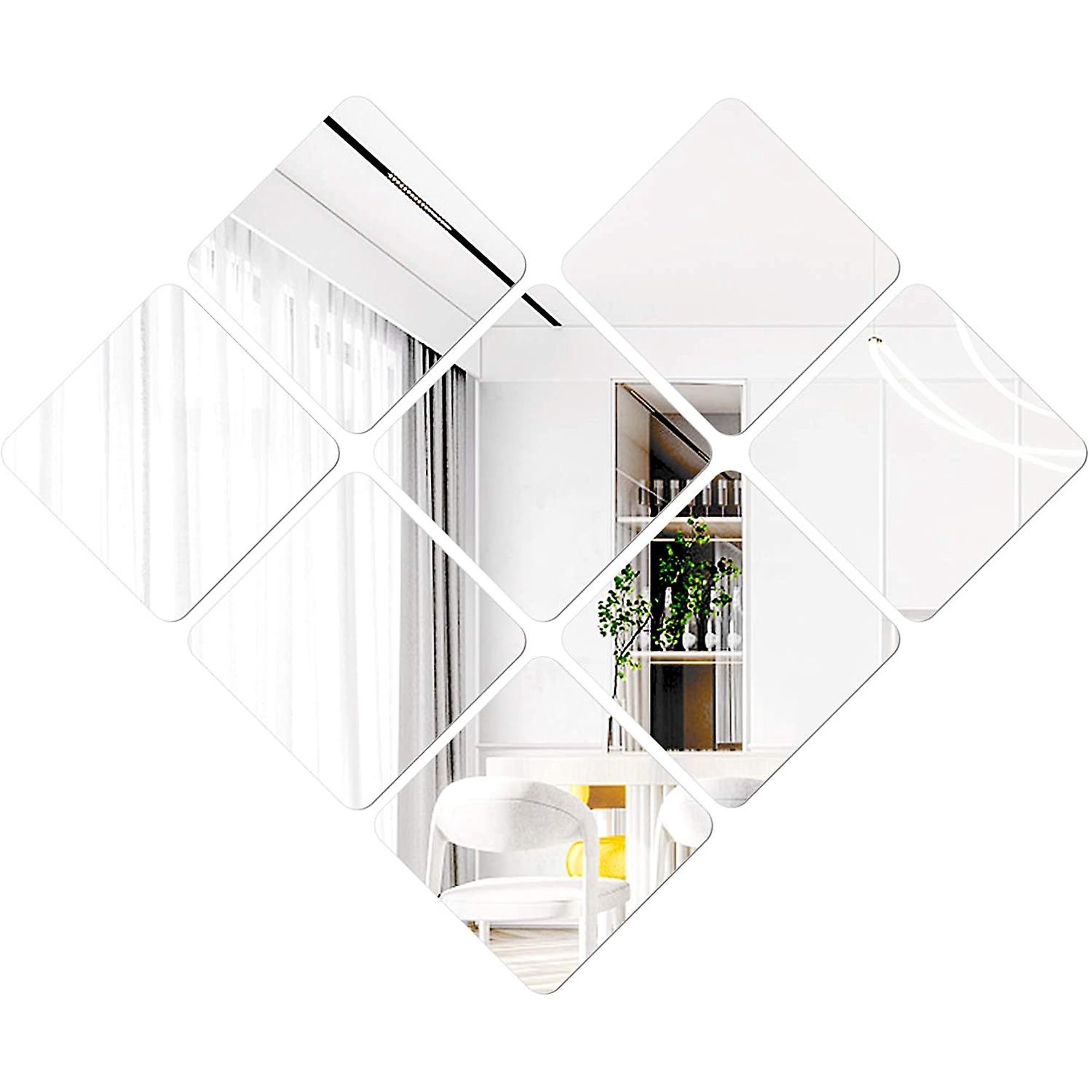9 Miroirs Autocollants Muraux Ronds - 4 Tailles (6-20cm) - Décor Amovible Pour Salon Ou Chambre