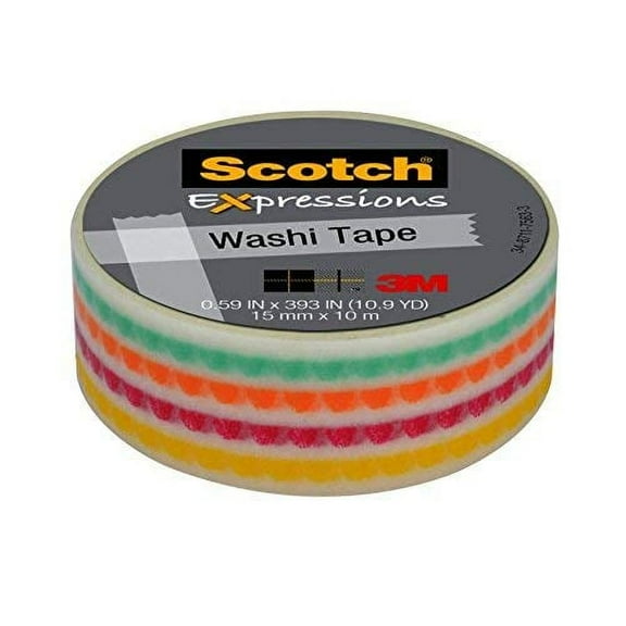 Scotch Expressions Washi Tape, 5/8" x 393", Funky Dots