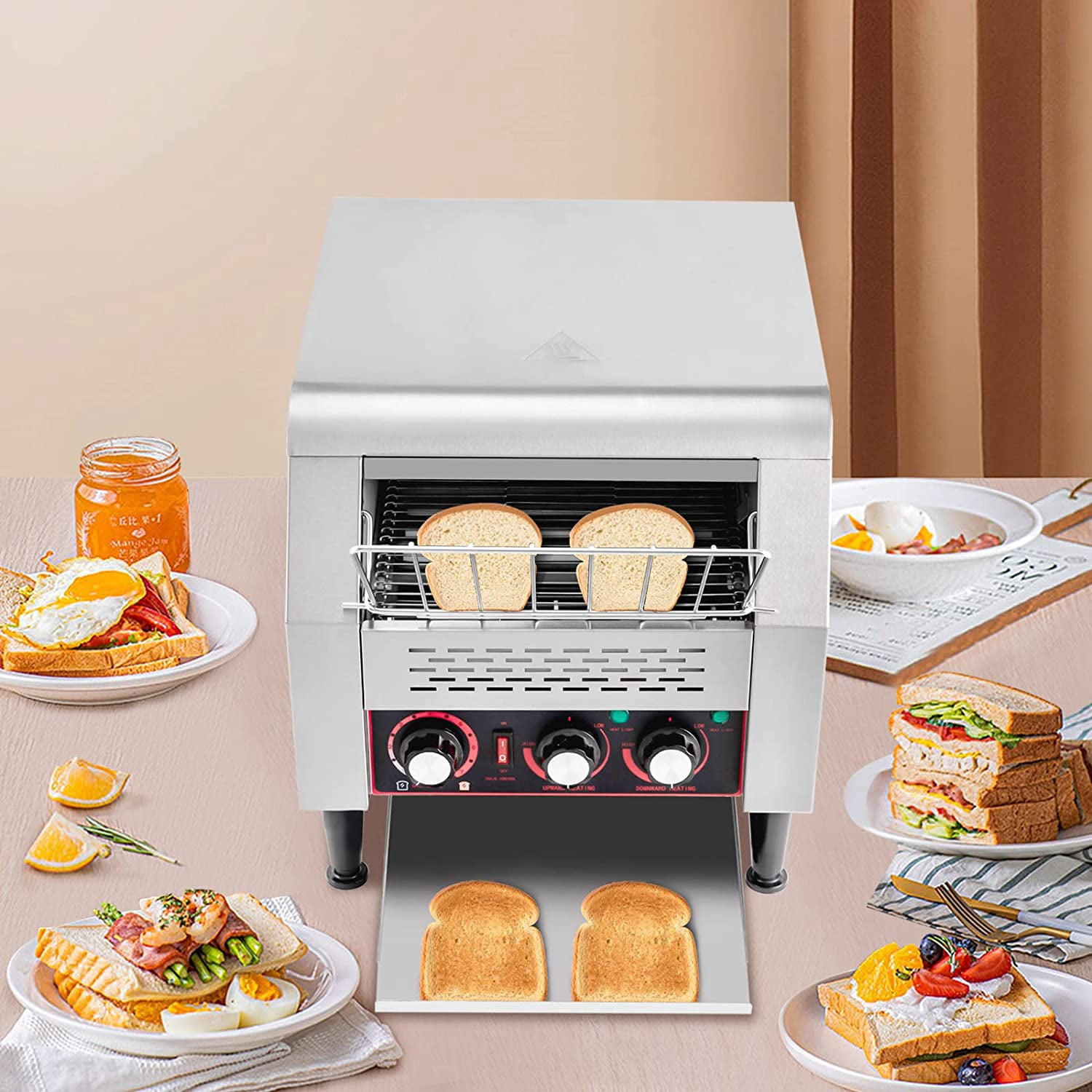 Miumaeov 300PCS/H Electric Restaurant Commercial Conveyor Toaster Tray Toasting Machine