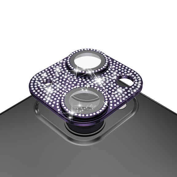 For iPhone 15 Pro Diamond Bling Camera Lens Full Tempered Glass - Purple