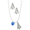 thumbnail image 1 of Delight Jewelry Blue Crystal Heart Silver tone Zig Zag Christmas Tree Charm Necklace and Stud Earrings, 1 of 4