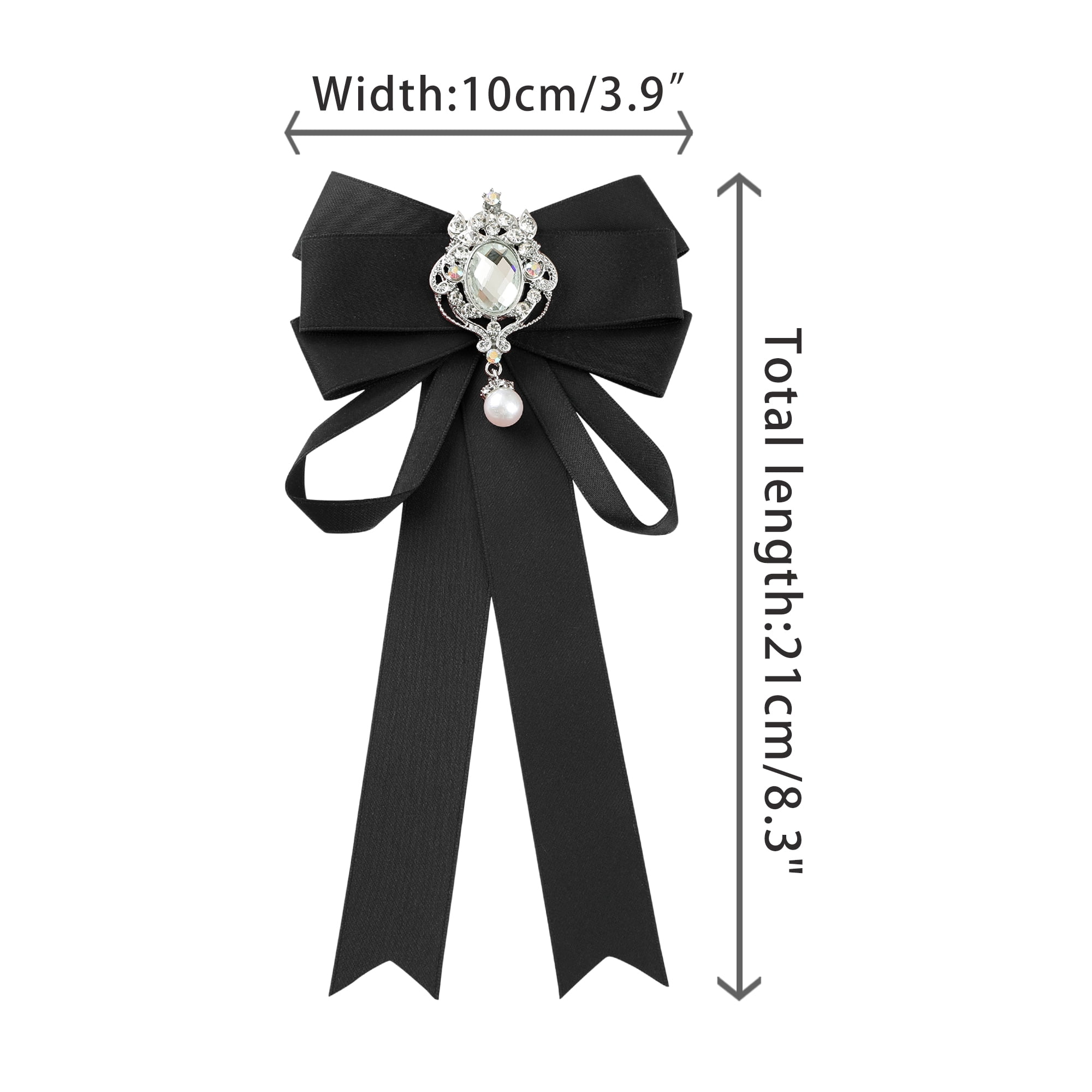 DARING DIVA Women's Ribbon Satin Elegant Pre-Tied Bow Tie Bow Black