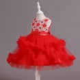 thumbnail image 6 of MEZZALL Girls Sleeveless Party Dress Tiered Gown Girl Formal Occasion Tutu Dress O-Neck Flower Printed Soft Dresses, 6 of 7