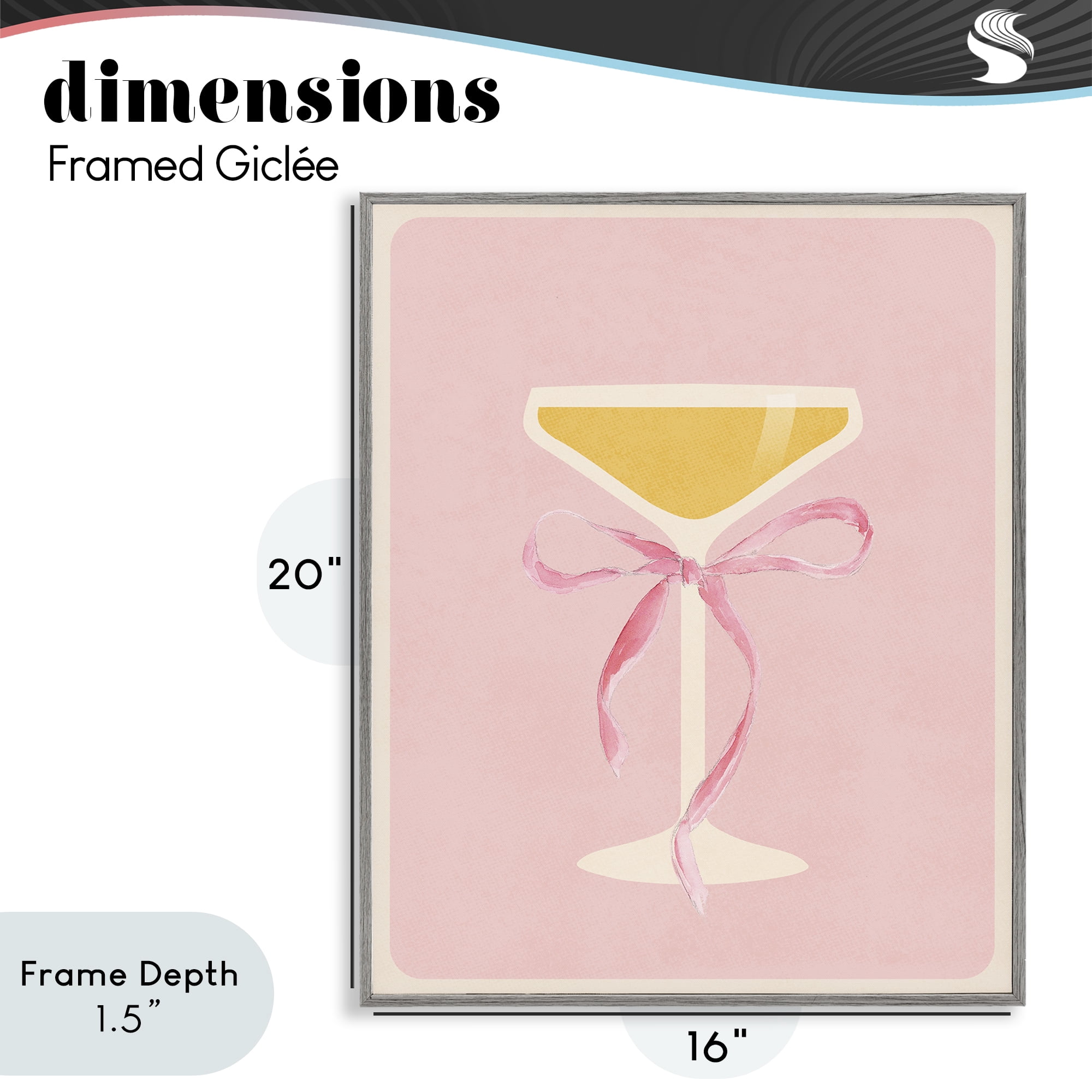 Stupell Industries Champagne Party Glass Gray Framed Giclee Art, design by Lucille Price