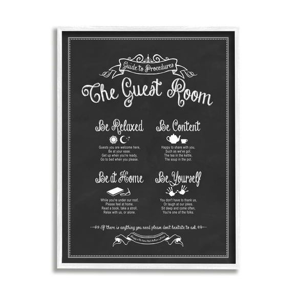 Stupell Industries The Guest Room Guide Graphic Art White Framed Art Print Wall Art, 16x20, by Lettered and Lined