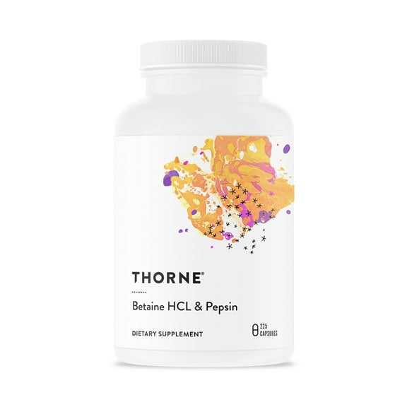 THORNE - Betaine HCL & Pepsin - Digestive Enzymes for Protein Breakdown and Absorption* - 225 Capsules