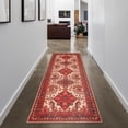 thumbnail image 4 of GLN Rugs Sparta - Indoor, Machine Washable Area Rug 2'6"x7' Vintage Red/Black Home Carpet, All Ages, 4 of 8