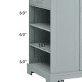 thumbnail image 5 of Fluted Kitchen Island On Wheels with Trash Can Storage Cabinet and Drawers, Rolling Kitchen Islands Built-in Power Outlet, Internal Storage Rack and Open Side Racks, Grey+Blue, 5 of 8