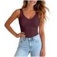 thumbnail image 5 of idosla Women's Double Lined V Neck Tank Tops Summer Basic Sleeveless Shirts Cute Trendy Going Out Tops (Brick Red, S), 5 of 9