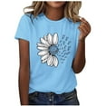 thumbnail image 2 of Fengqque Women's Cute T-Shirt Short Sleeve Round Neck Classic Daisy Print Loose T-shirt Fashionable Casual Top Sky Blue XXL(XXL), 2 of 5