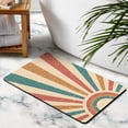 thumbnail image 2 of Colorful Boho Rug with Retro Sun Design for a Refreshing Bathroom Look - Non-Slip Half Circle Mat, Soft Water Absorbent Fiber, Semi Round Rainbow Shower Mat, Safe and Stylish, 20x32 inch, 2 of 5