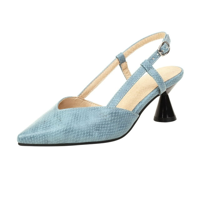 Womens Shoes Snake Pattern Sandals Casual Comfortable High Heel Pointed Toe Buckle Pumps
