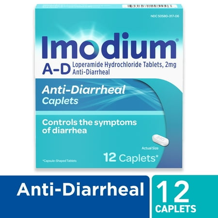 Imodium A-D Diarrhea Relief Caplets, Loperamide Hydrochloride, 12 Count