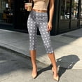 thumbnail image 4 of BRELIL Women's High Waisted Capri Pants Stretch Polka Dot Slim Fit Casual Leggings Streetwear Summer Vacation Outfits, Gray XL, 4 of 7