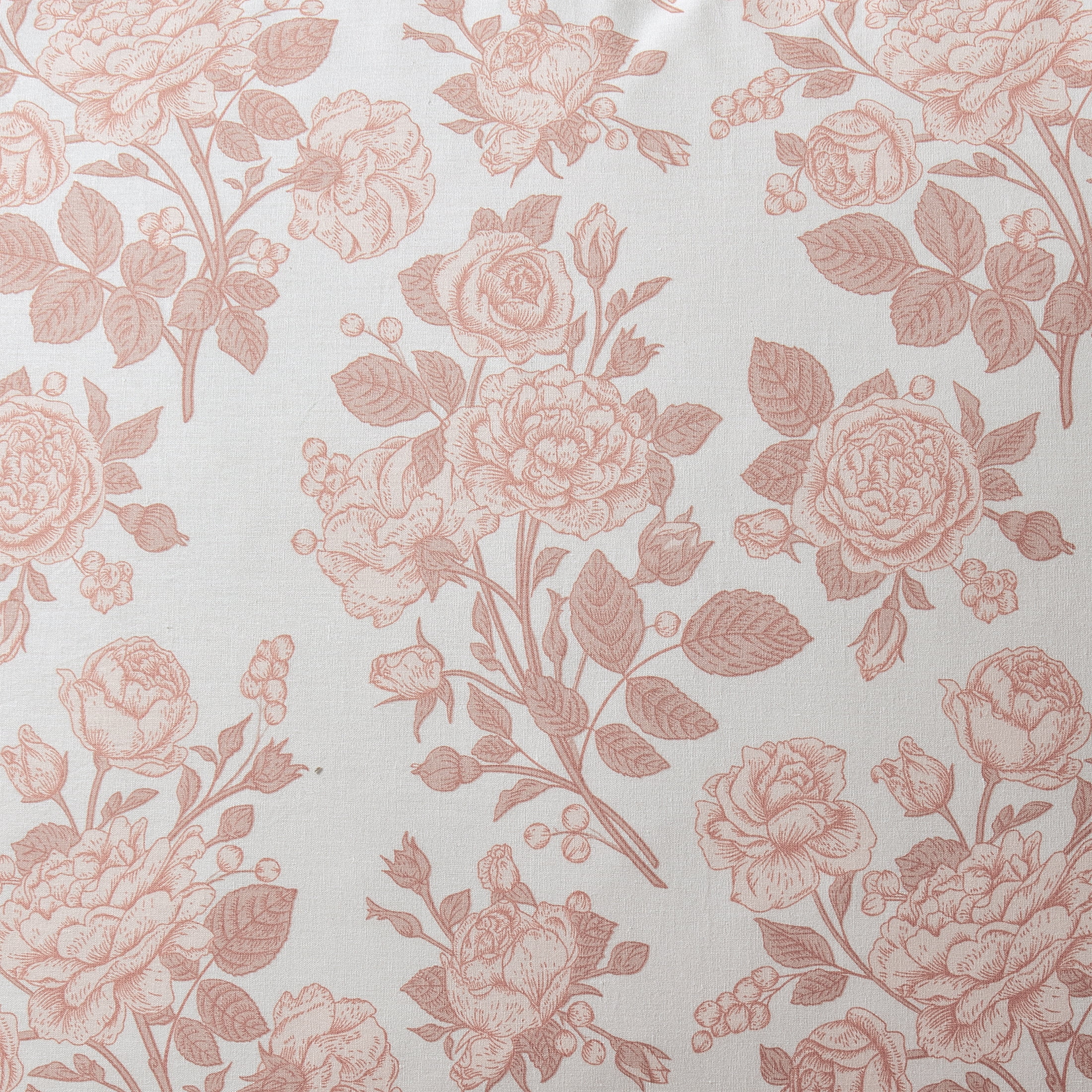 My Texas House 3-Piece Pink Floral Toile Comforter Set with Ruffle Trim, Full/Queen
