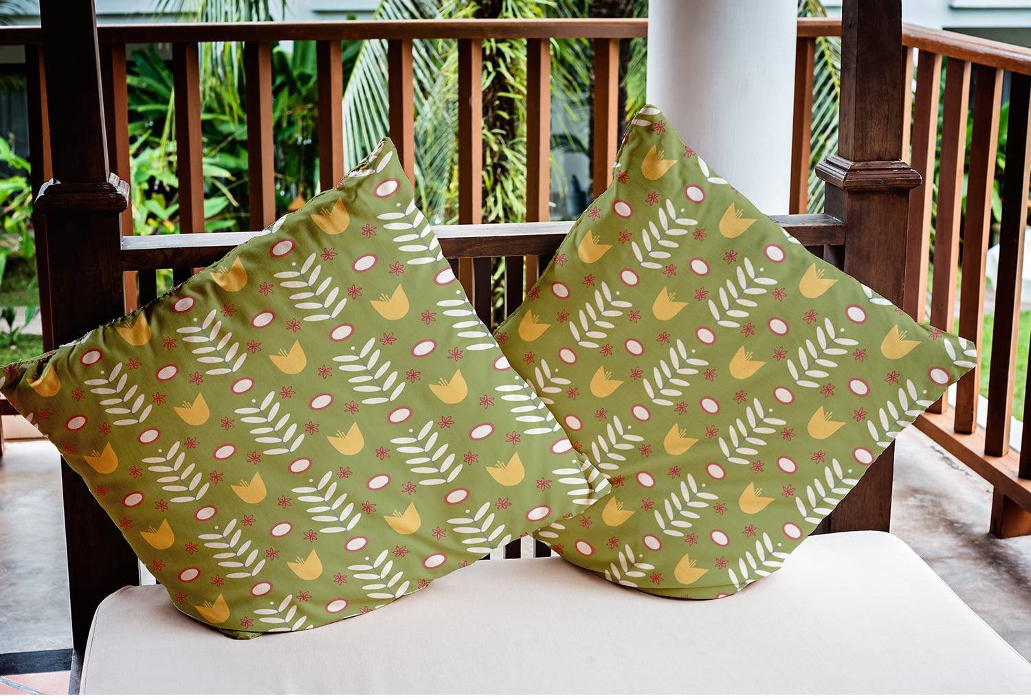 20" x 20" Simply Daisy Spring Garden Indoor/Outdoor Pillow, Apple Green Qty 1