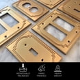 thumbnail image 5 of Rio Salto Heritage Collection Brushed Brass Gold Triple Toggle Light Switch Cover  3-Gang Flip Switch Wall Plate, Oversize 6.94 x 5 in Metal Plate for Luxury Home Dcor Upgrade, 5 of 11