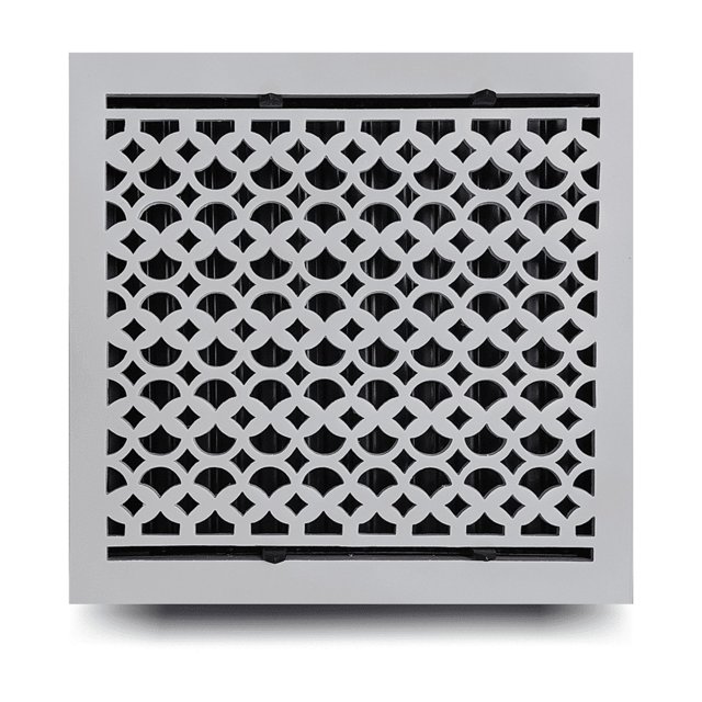 12” x 12” VR-100 Floor Vent Cover / Register with Damper – Decorative Cast Aluminum Tudor Mushroom Design, Handcrafted, Powder Coated, Repaintable for Floors, Walls & Ceilings