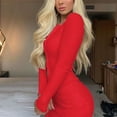 thumbnail image 4 of BLTIBY Womens 2 Piece Outfits Mini Skirt Long Sleeves Zipper Top Bodycon Skirts Casual Stylish Outfits Red XXL, 4 of 4