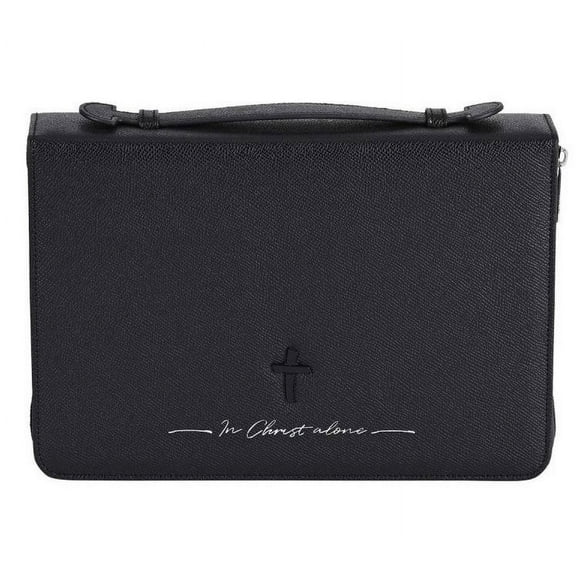 White Dove Designs Bible Cover-in Christ Alone-Cross-Black-XXLG