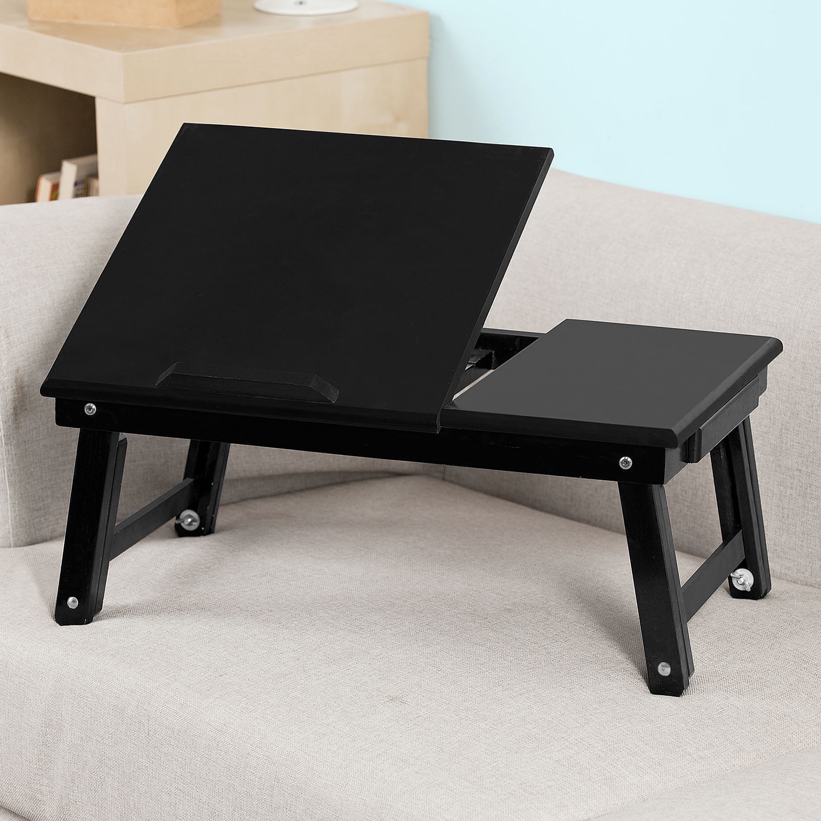 Haotian Wood Foldable Notebook Laptop Table,Folding Food Bed Lap Top Tray Table Desk,FBT02-SCH by
