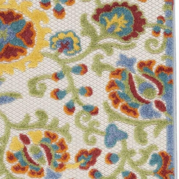 Bed Bath & Beyond 2' X 8' Ivory Toile Non Skid Indoor Outdoor Runner Rug - 6' x 7'